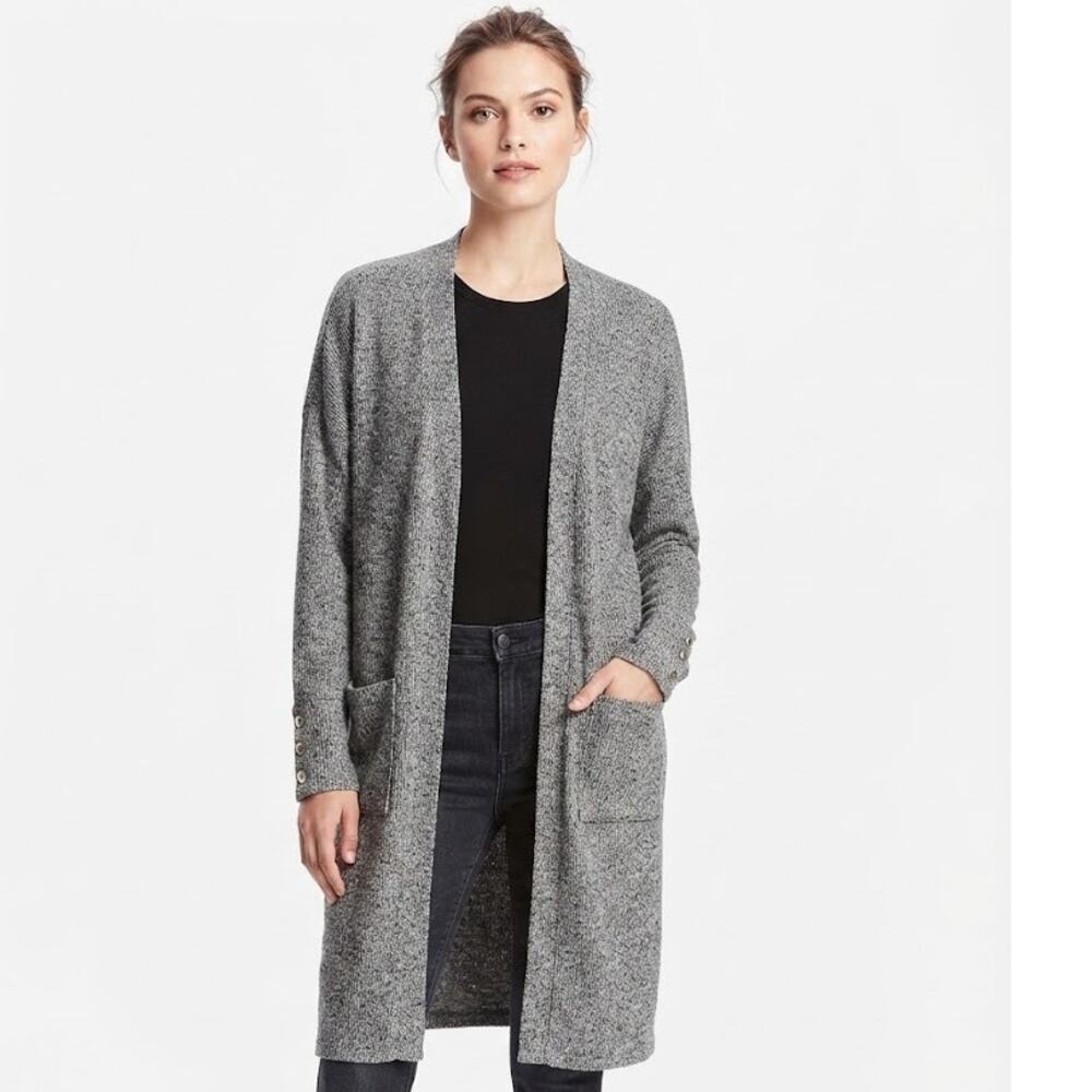 FRENCH LAUNDRY Womens Maxi Gray Cardigan Duster Plus Size 2X